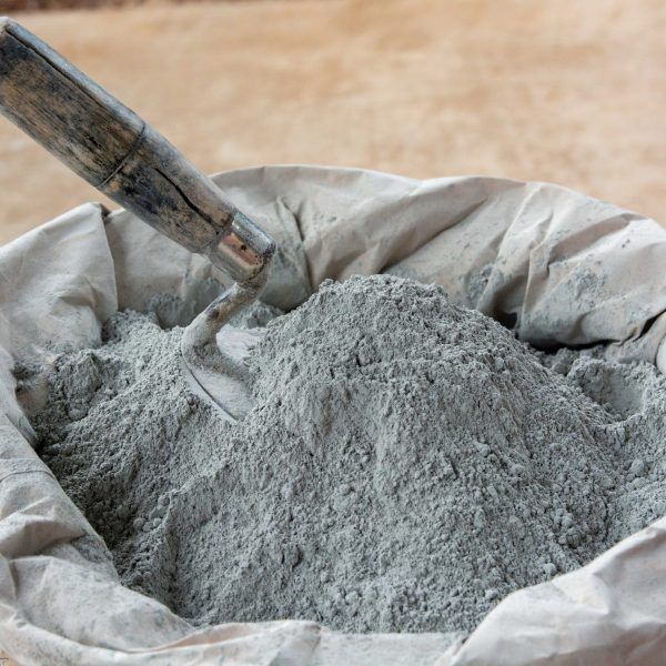 Cement powder and trowel put in bag package
